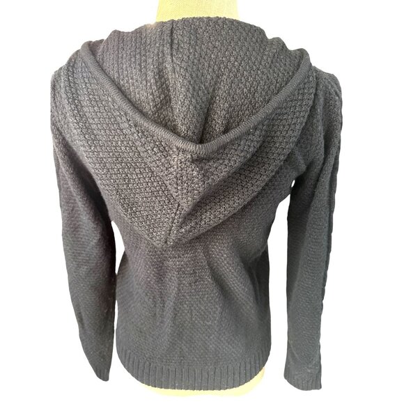 Izod Womens Black Hooded Zip-Up Sweater Jacket L - Cozy & Stylish - Picture 6 of 10